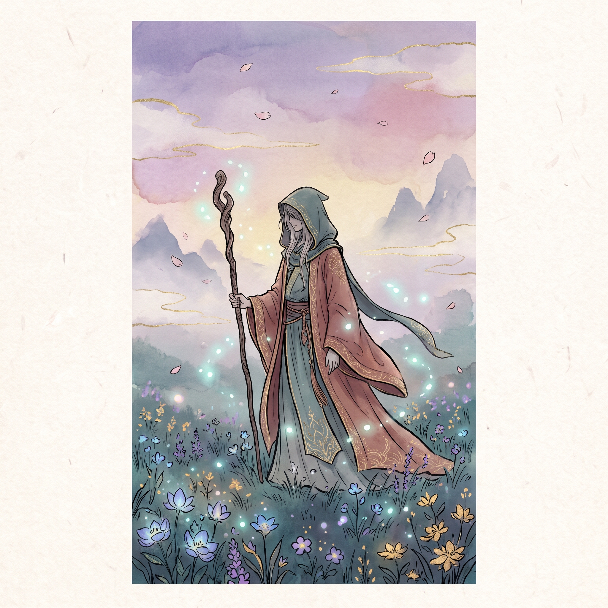 Original Mage Twilight key visual painted for Frieren: Beyond Journey’s End